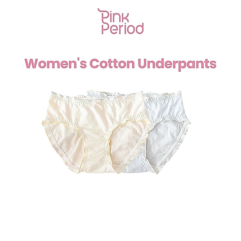Pink Period กางเกงในผู้หญิง กางเกงในหญิงผ้า ไร้รอยต่อ เอวต่ํา สวมใส่สบาย ป้องกันแบคทีเรีย เอวยางยืด