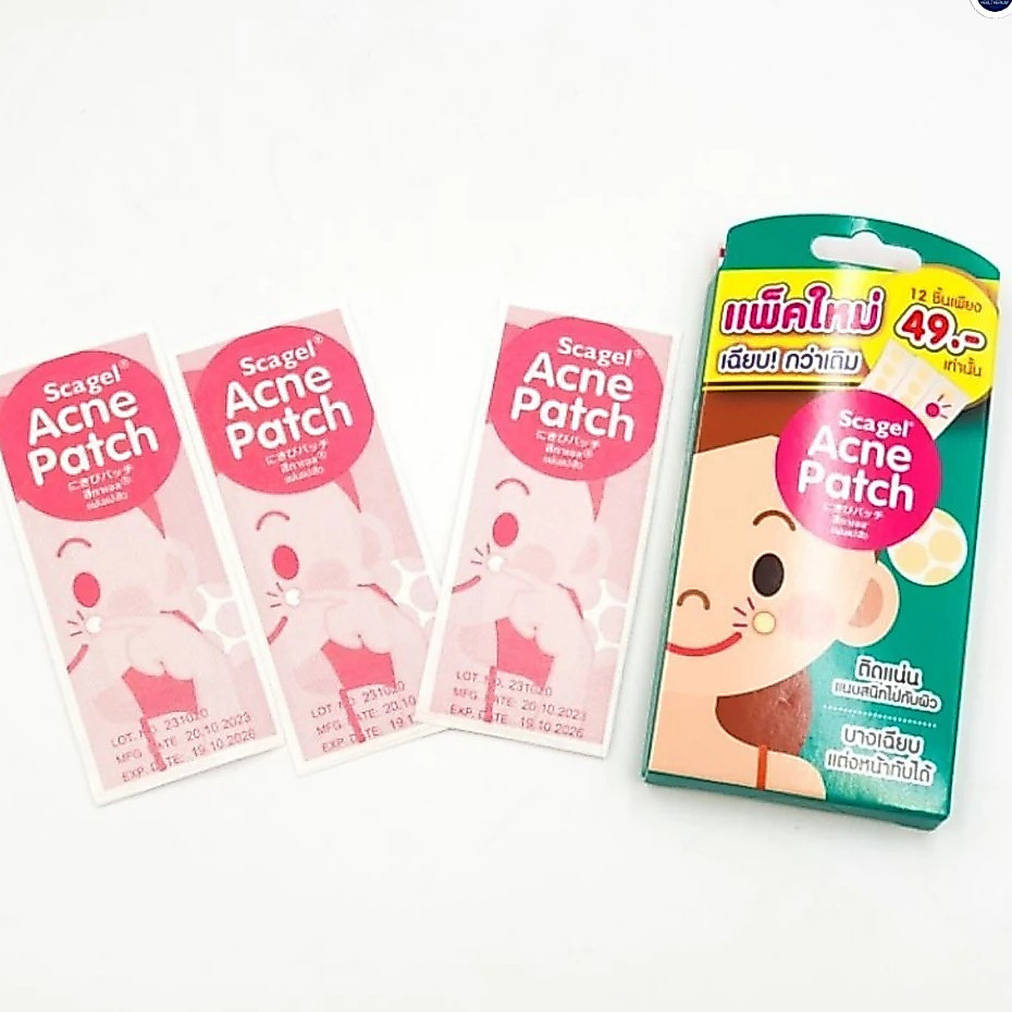 (จำหน่าย 10 กล่อง) Scagel Acne Patch แผ่นแปะสิว แผ่นซับสิว แผ่นดูดสิว สีเนื้อ SOS Plus 1กล่องบรรจุ 12 ชิ้น