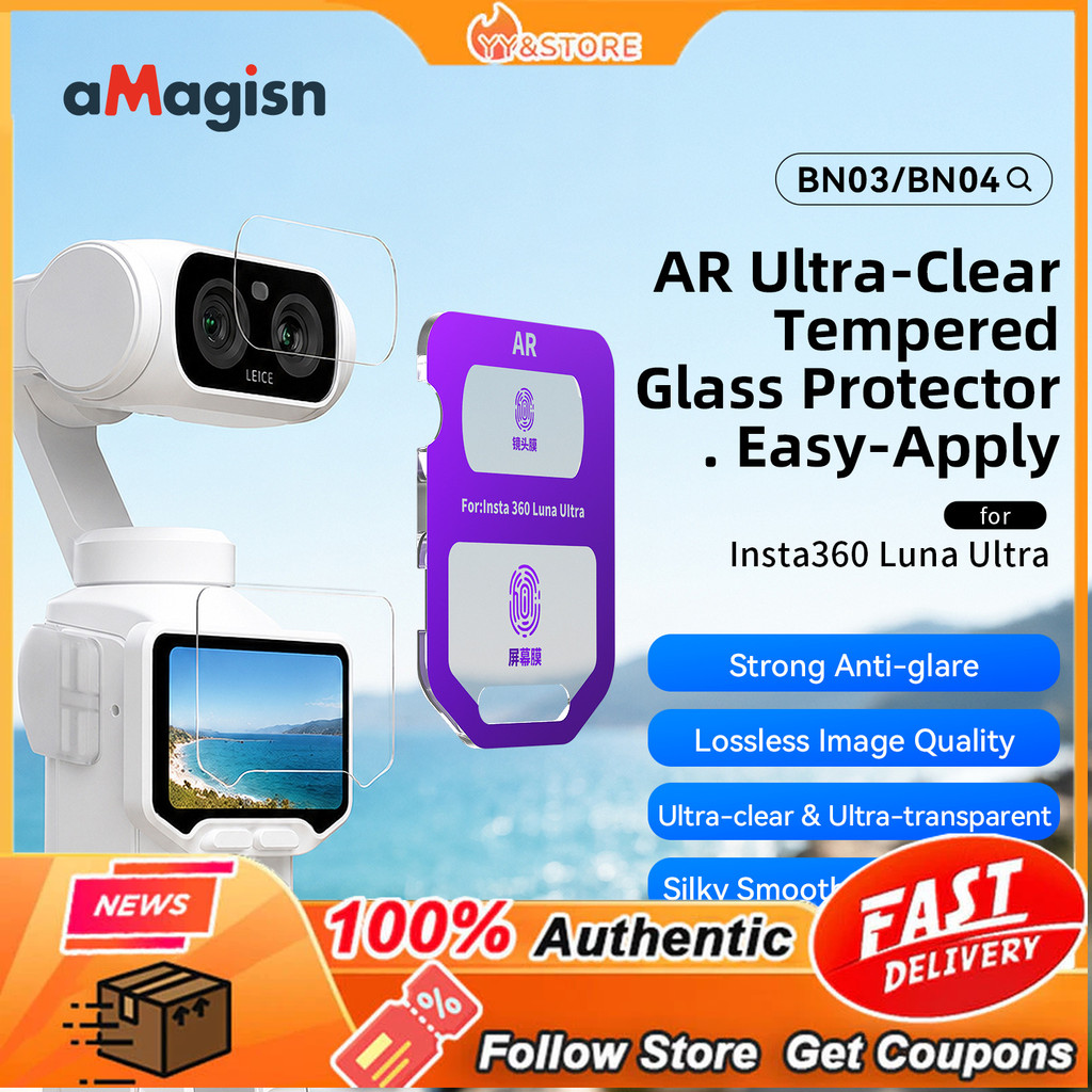 NewaMagisn Insta360 Luna Ultra Dust-Free Quick Apply AR Anti-Reflection Screen Protector Accessory