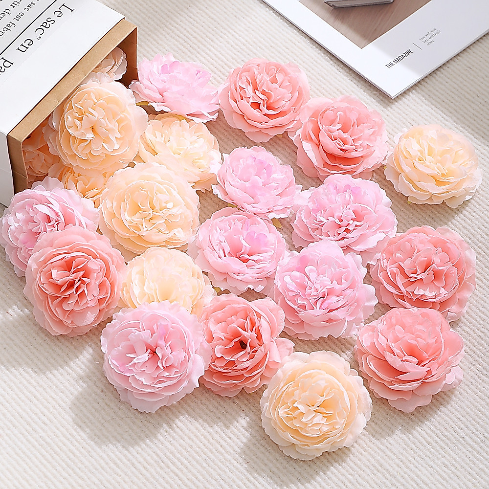 5 ชิ้น ดอกโบตั๋นผ้าไหมเทียม 8 ซม. สําหรับตกแต่งงานแต่งงาน/กลางโต๊ะ/จัดดอกไม้ DIY