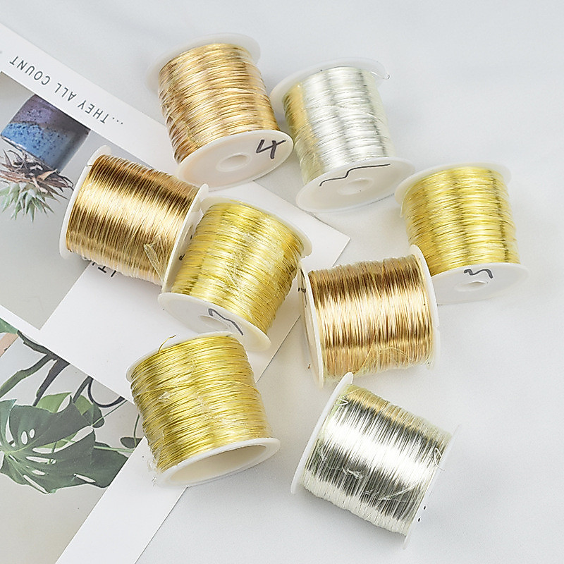ม้วนใหญ่ 90ม ลวดทองแดงชุบทอง 18K 0.3-0.6มม นิ่ม ขัดเงา สีทนนาน สำหรับร้อยไข่มุก ทำสร้อยคอ DIY