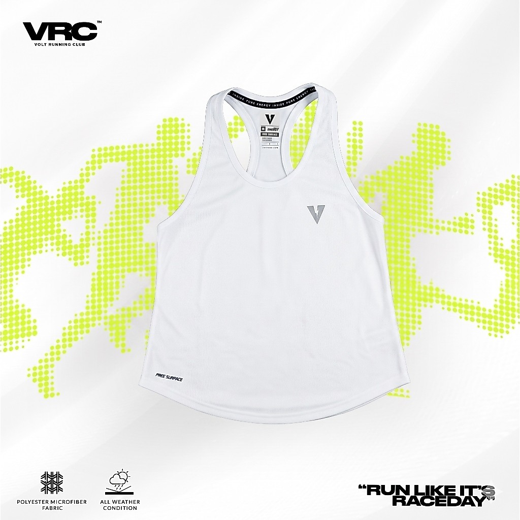 VOLT ELECTRON 001 RUNNING ACADEMY เสื้อวิ่ง เสื้อออกกำลังกาย  สีขาว ผ้าเบา แห้งไว