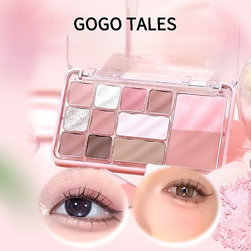 GOGO TALES พาเลทอายแชโดว์ออลอินวันอายแชโดว์สิบสองสีคอนทัวร์และบลัชออน All-In-One Palette Matte Color