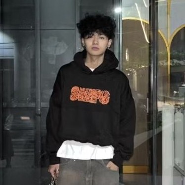 Seeking - เสื้อฮู้ด Boxy ขนาดใหญ่ 400-420 Gsm Og Fon Leotigra Black