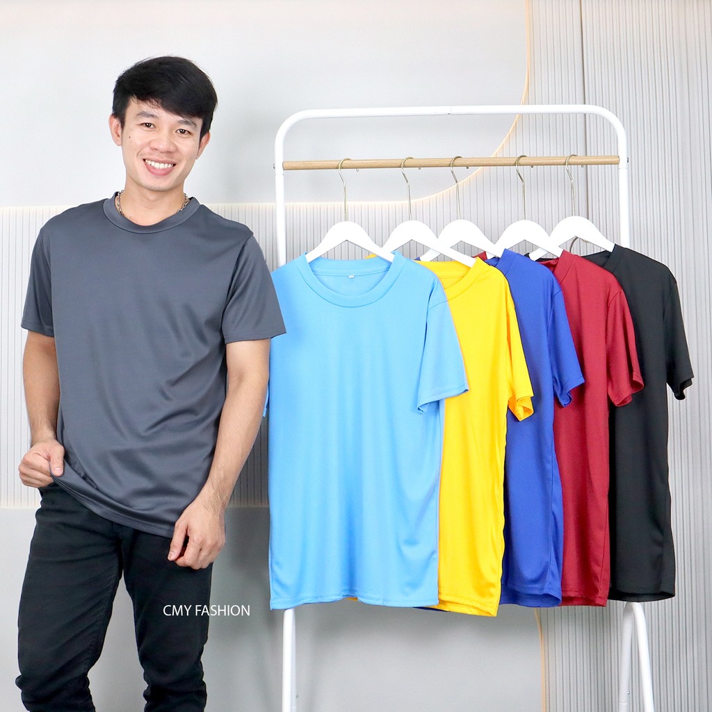 เสื้อกีฬาผู้ชาย M-3XL เสื้อยืด คอกลม แขนสั้น สีพื้น ผ้าไมโคร เนื้อผ้านิ่ม ระบายอากาศได้ดี ใส่สบาย t250#