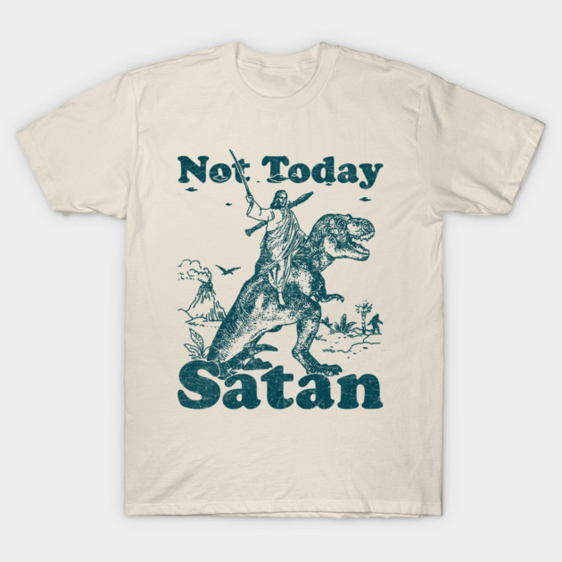 เสื้อยืด Vintage Vintage Parody shirt "Not Today Satan" T-Shirt แท้ Cotton 100% สีดำ เสื้อกีฬา