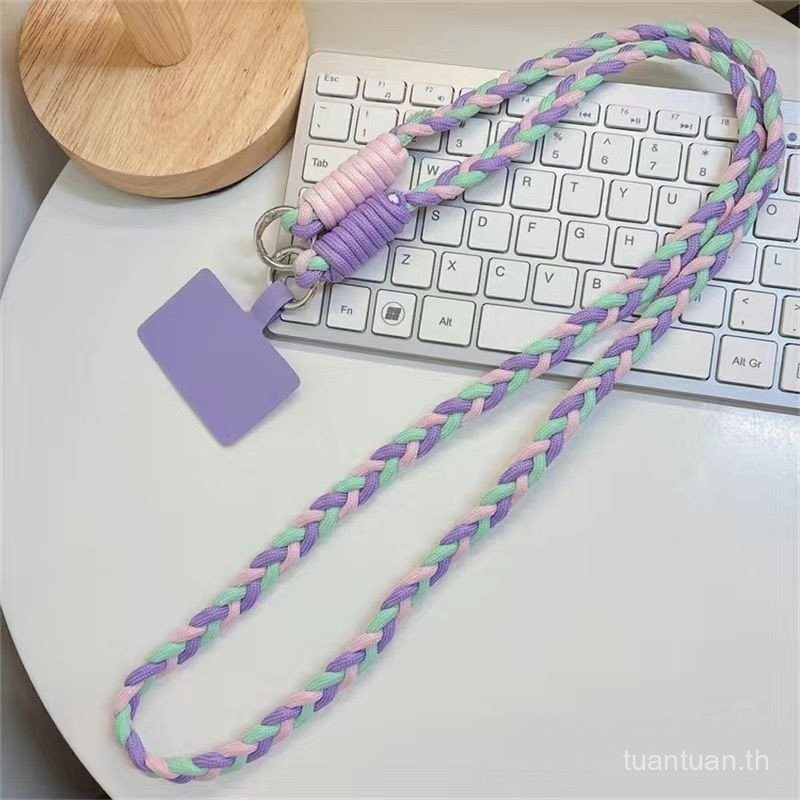 Ins Influencer Simple Cross-body โทรศัพท์มือถือ Lanyard สีลูกกวาดที่ไม่ซ้ํากันแขวนโซ่แขวนคอ Shock-proof Universal Cam