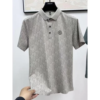 เสื้อยืดแขนสั้นผู้ชาย คอปกโปโล คอลเลคชั่นฤดูร้อนใหม่ ทำจากผ้าไหมผสม รีดง่าย ดูแลรักษาง่าย