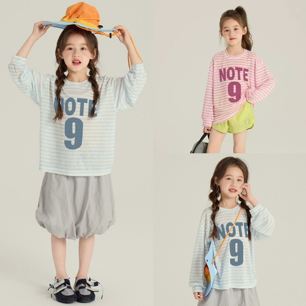 PRETTY BABY เสื้อยืดเด็ก เสื้อแขนยาว ลายขวาง NOTE 9 (1747)