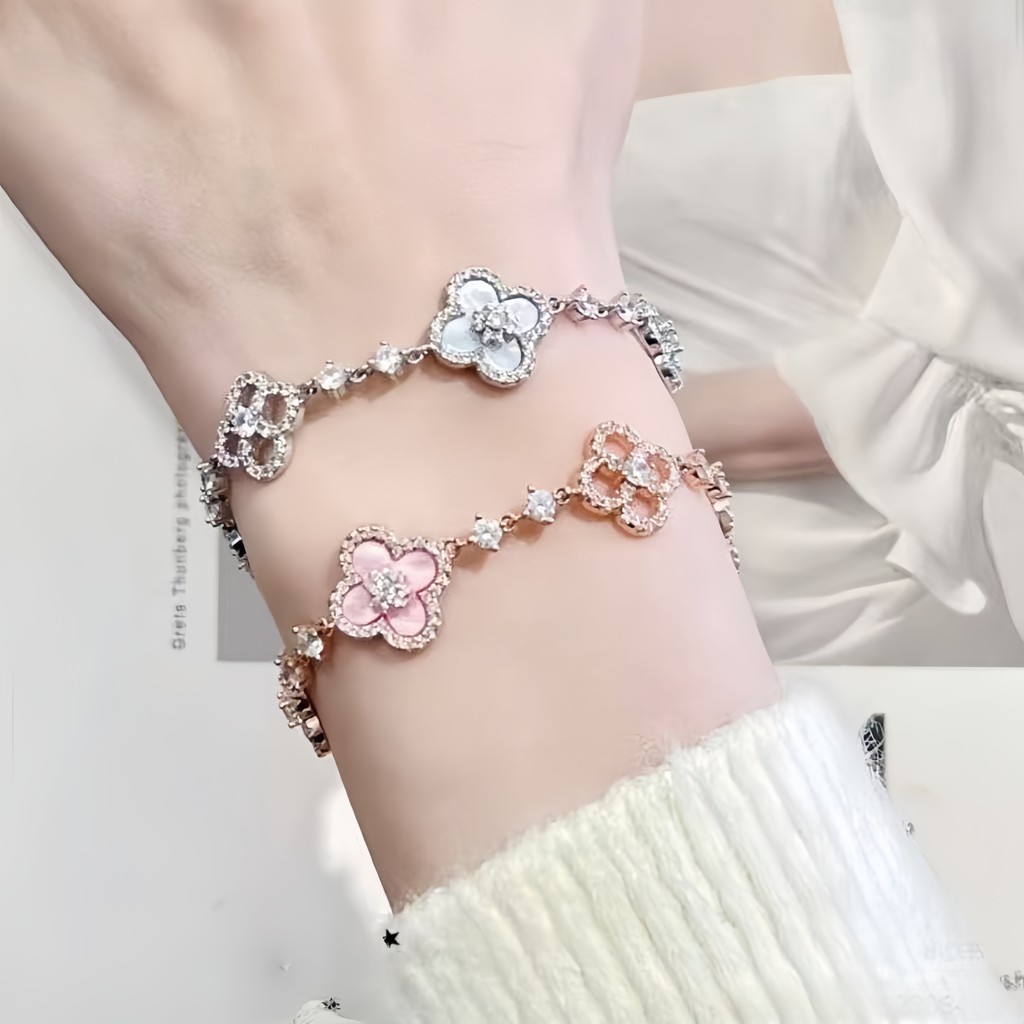 สร้อยข้อมือ ดอกไม้ไข่มุก สไตล์เกาหลี ins โลหะผสม โดปามีน รูปที่ 2