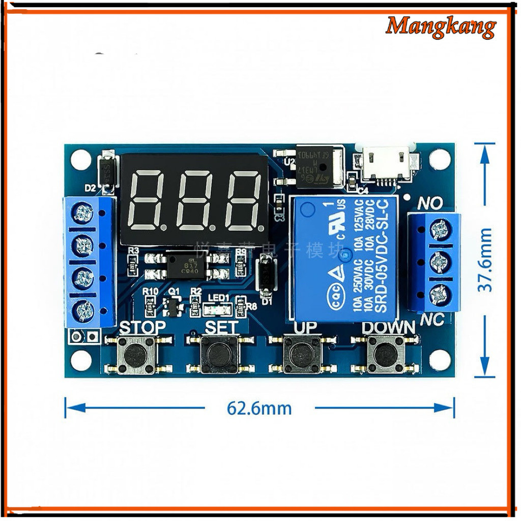 งานแท้ โมดูลหน่วงเวลา ตั้งเวลา ผ่านรีเลย์ 0~9999 วินาที 10A 6-30 VDC ขนาด 65x38x18mm ร้านใน กทมไทย