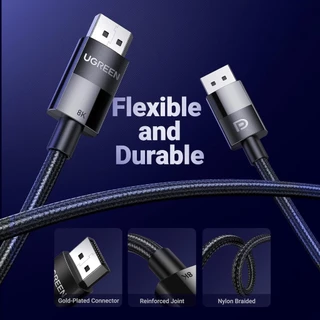 UGREEN รุ่น DP114 8K DisplayPort Cable Ultra HD DisplayPort 1.4 Male to Male Nylon Braided Cable SPCC Shell