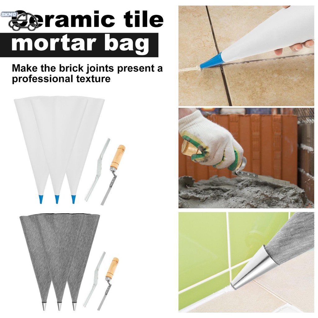 3 ชิ้น Masonry Mortar Bag Heavy Duty เจาะทน Tip Cement Sealer กระเป๋าสําหรับ Grouting Tile Joint SHO