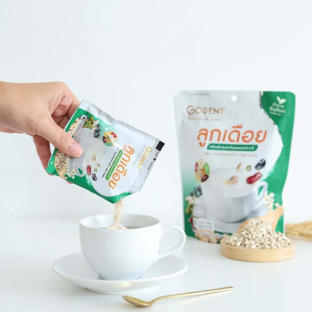 Godent โกเด้นท์ เครื่องดื่มลูกเดือย เครื่องดื่มลูกเดือยปรุงสำเร็จสูตรผสมถั่ว5สี 125 กรัม 25g X 5ซอง ราคา ถูกที่สุด ดีลบีเคเค แกลเลอรีภาพที่ 5