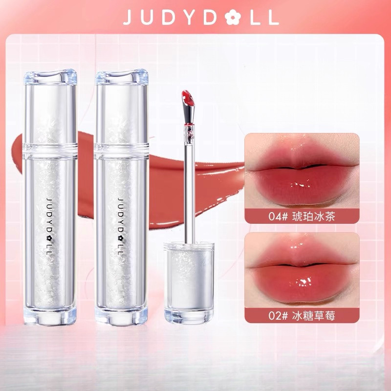 JUDYDOLL Lip Glaze Mirror Water Light Ice Tea Lip Dew Ice Iron Lip Glaze ลิปสติก Non-Stick Cup Non-F