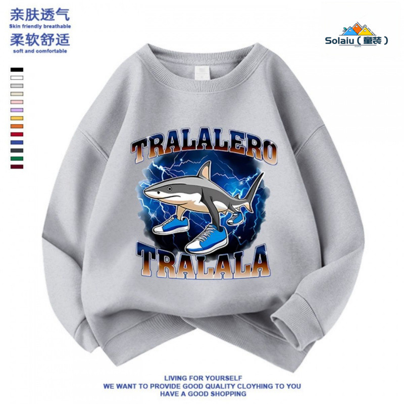 เสื้อยืดแขนยาวสำหรับเด็ก สวมใส่ง่ายรอบคอดี กันลม chill ในฤดูใบไม้ผลิและฤดูใบไม้ร่วง