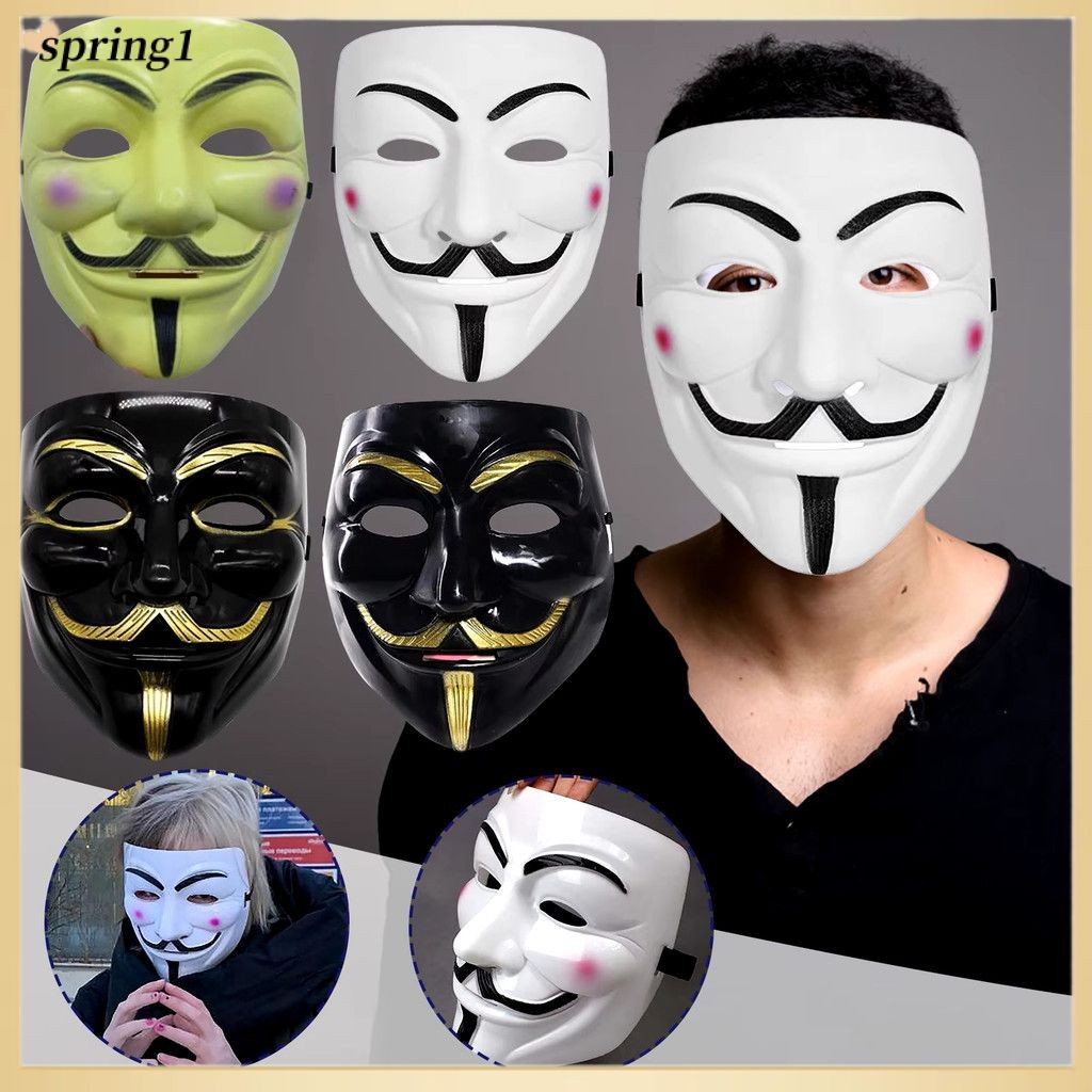 ✨ หน้ากากฮาโลวีน สีดำและสีขาว V For Vendetta Hackers Cos Mask ปาร์ตี้คอสเพลย์ฮาโลวีน DIY (ฤดูใบไม้ผล