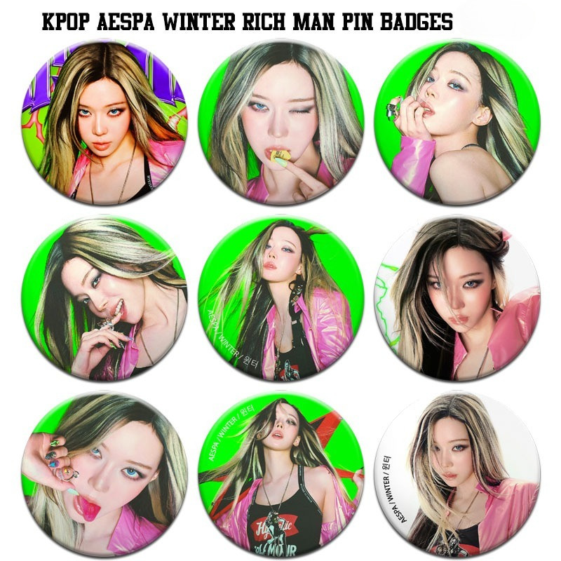 ปุ่มพิน 44 มม.KPOP Aespa WINTER Rich Man Pin ปุ่มป้าย 44 มม.