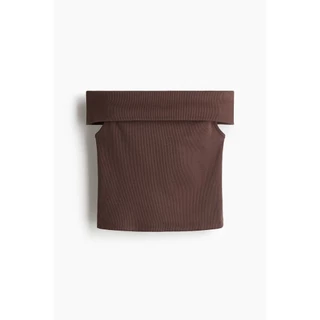 H&M(เอชแอนด์เอ็ม) เสื้อครอปแบบร่องลึกไหล่เปิด ผู้หญิง 1296482_2