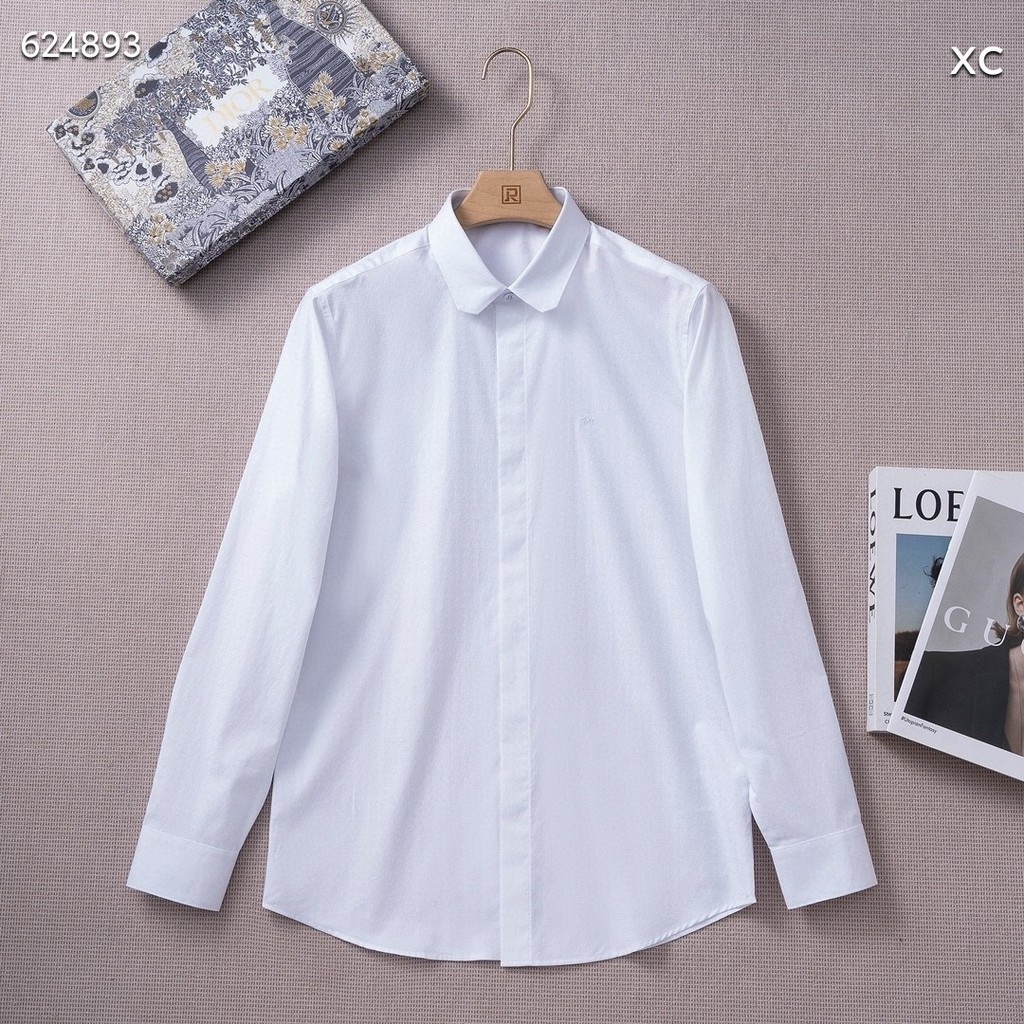 0TFB Zegna Men's Long Sleeve Shirt Business Formal Slim Fit Professional Workwear Men's Shirt Spring