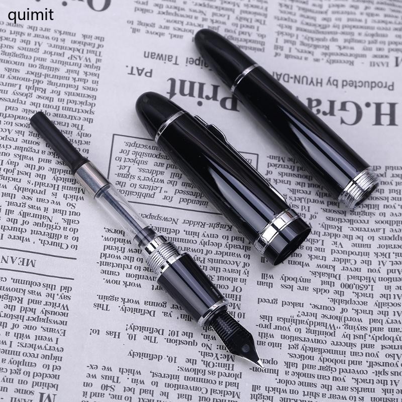 QUIM ใหม่ Jinhao 159 สีดําและสีเงินสําหรับ M Nib Fountain Pen หนา