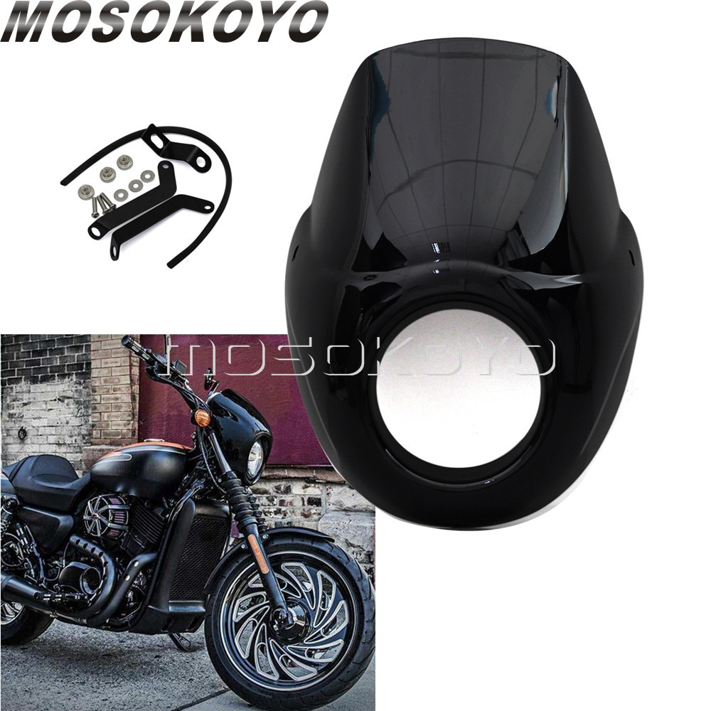 Gสีดำรถจักรยานยนต์ไฟหน้า Fairing กระจก W/Mount Kit สำหรับ Harley Street 750 500 Street Rod XG750A XG