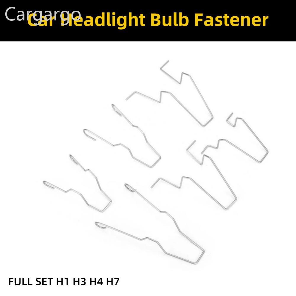 Cargargo 6 ชิ้นไฟหน้ารถหลอดไฟ Retainer ฤดูใบไม้ผลิคลิปหัวเข็มขัดโลหะไฟหน้าหลอดไฟคลิปฤดูใบไม้ผลิสําหร