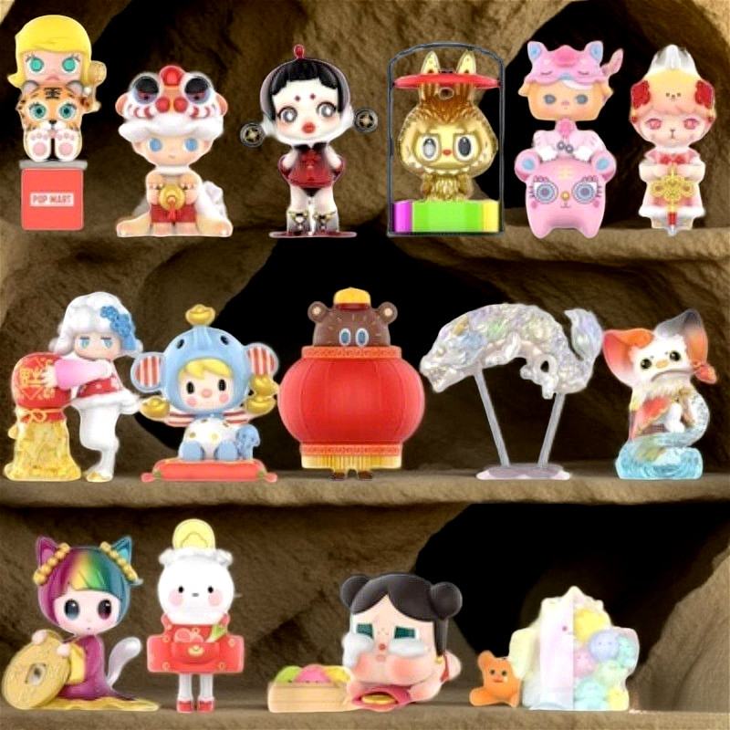 POPMART Tiger Leap ซีรีส์ตรุษจีนฟิกเกอร์ของเล่นปริศนากล่องของขวัญ