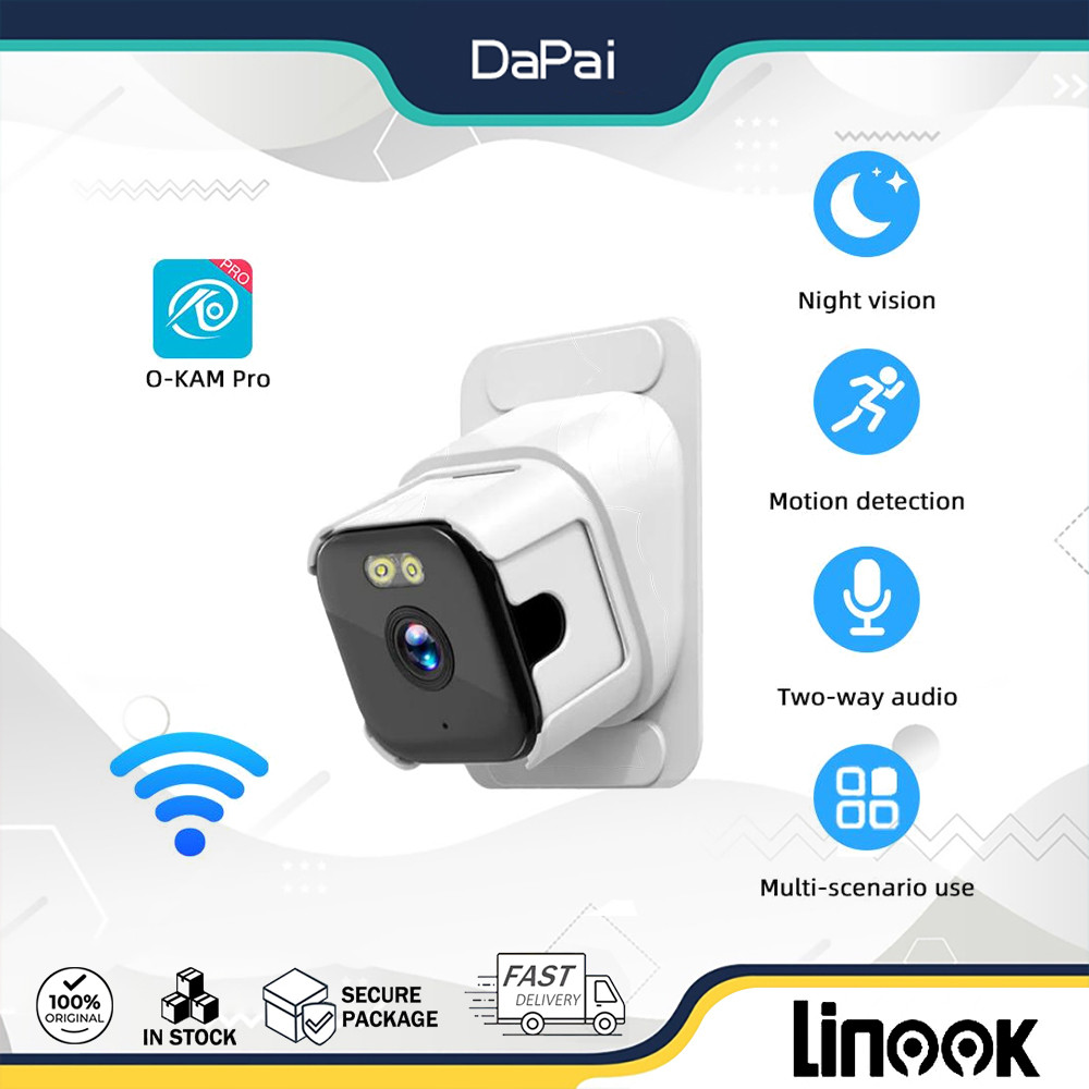 Linook กล้องวงจรปิดไร้สาย 2K 5MP พร้อม Wi-Fi ในตัว ตรวจจับความเคลื่อนไหว กันน้ํา IP66 พูดคุยสองทาง