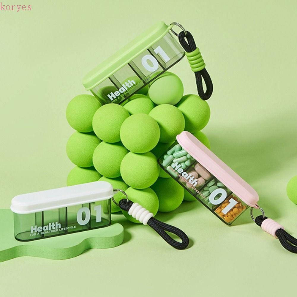 KORYES 4Grid Pill Case, Long strip Pocket Stylish Pill Organizer, Creative Moistureproof Sealed with