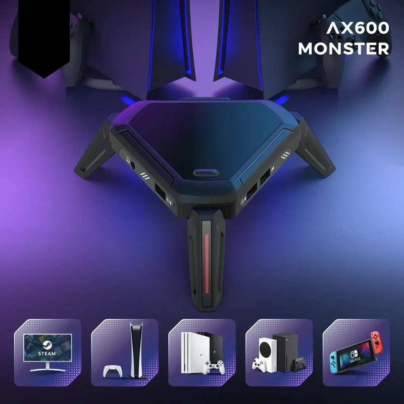 AX600 MONSTER Pro คีย์บอร์ดและเมาส์อะแดปเตอร์สําหรับ PS5/PS4/Xbox Series X|S/Xbox One/Switch - รองรั