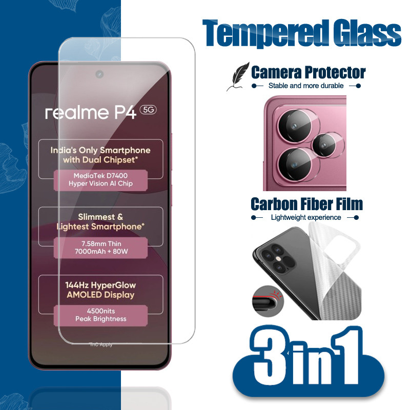 สําหรับRealme P4 5GกระจกนิรภัยสําหรับRealme P3 P3X P1 Proความเร็วNarzo 80 Lite 80X 70 70x Pro Turbo 