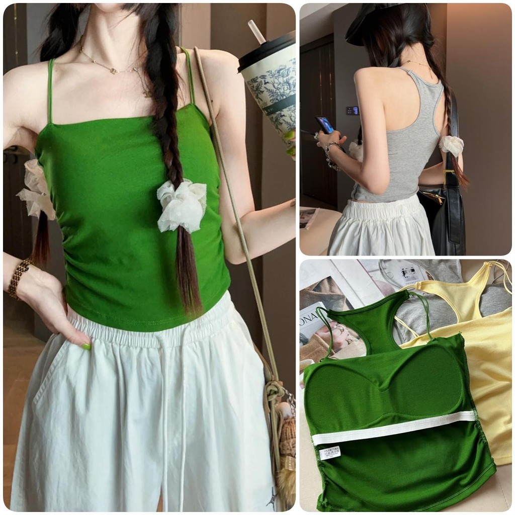 1191 Camisole สำหรับผู้หญิง เสื้อทรงคอร์เซ็ท สีพื้น