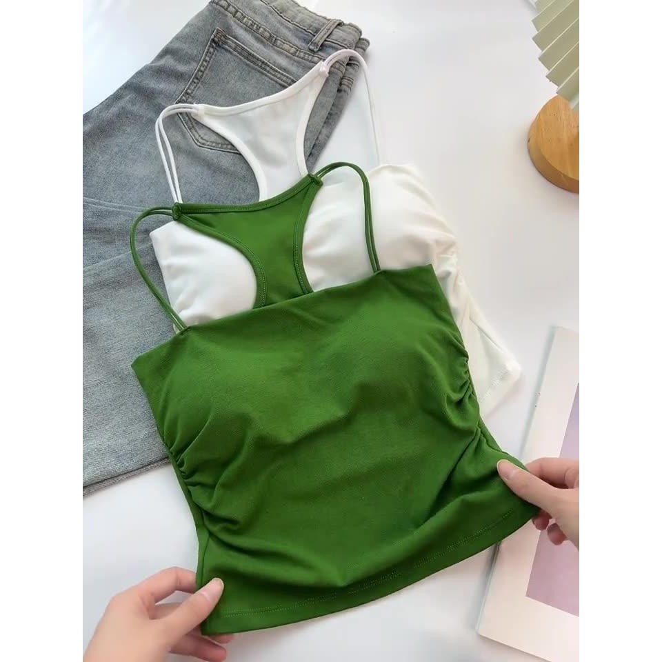 1191 Camisole สำหรับผู้หญิง เสื้อทรงคอร์เซ็ท สีพื้น รูปที่ 6