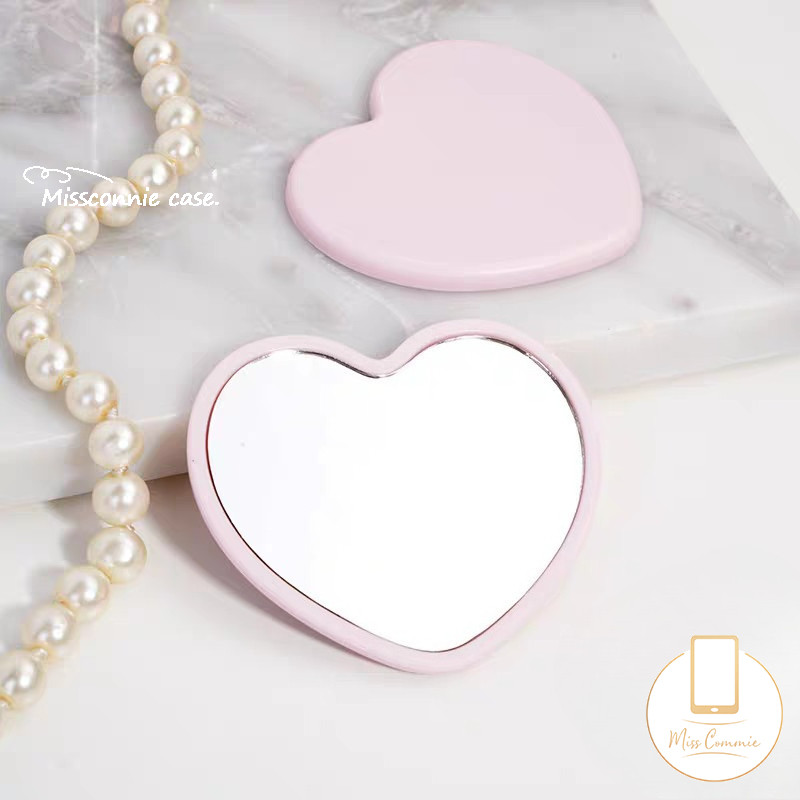 Simple Fresh แฟชั่น Love Heart กระจกแต่งหน้าดูดถ้วย DIY กรณีสําหรับ IPhone 11 16 15 13 14 12 Pro Max 15 14 16 Plus 16E ใหม่ซิลิโคนนุ่ม - รูปที่ 7