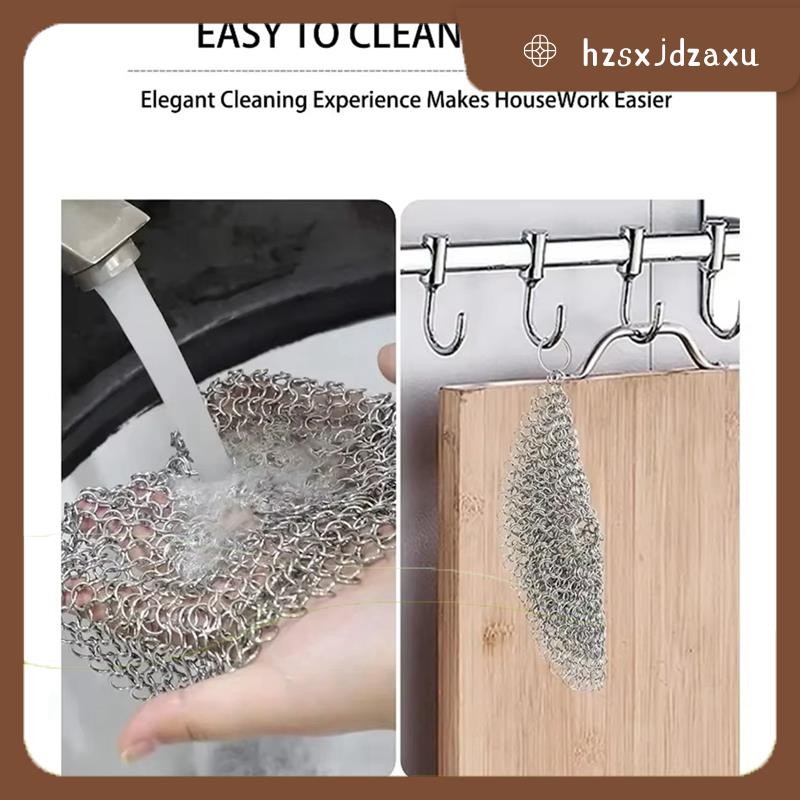 hzsxjdzaxuWire ตาข่ายแปรงสแตนเลสแปรงทําความสะอาดห้องครัวหม้อ Grill Scraper แปรงเหล็กหล่อ B