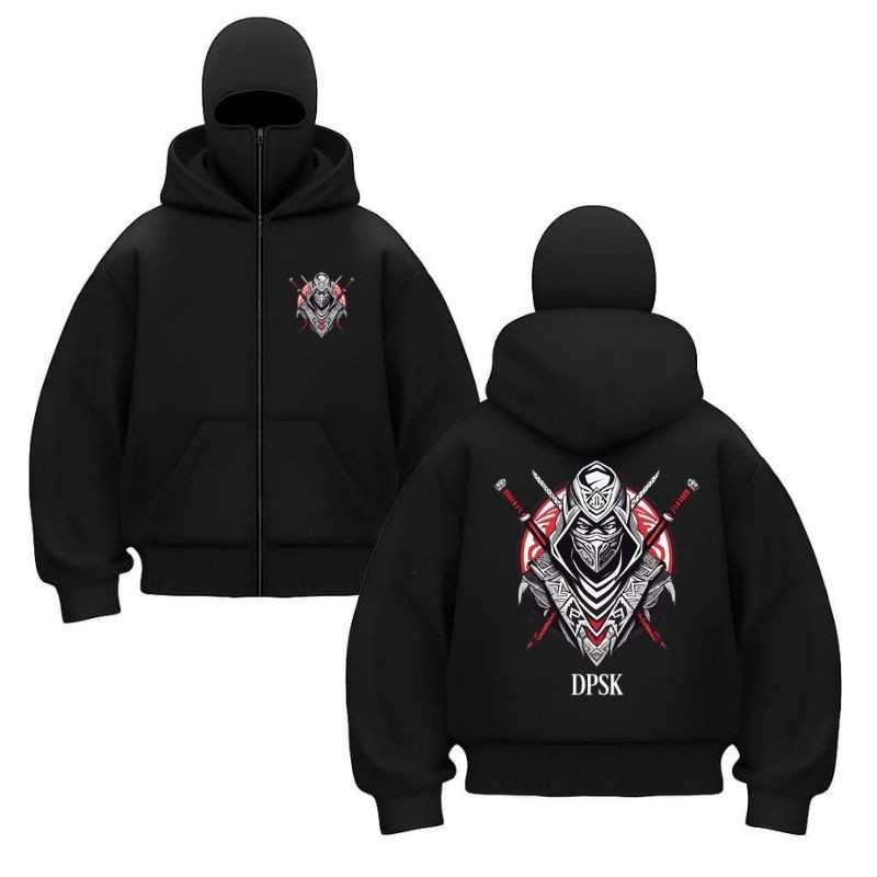Deepseek Official Store - Ninja Balaclava Black Ninja White Hoodie เสื้อกันหนาว Dpsk 3 Cotton Plece 