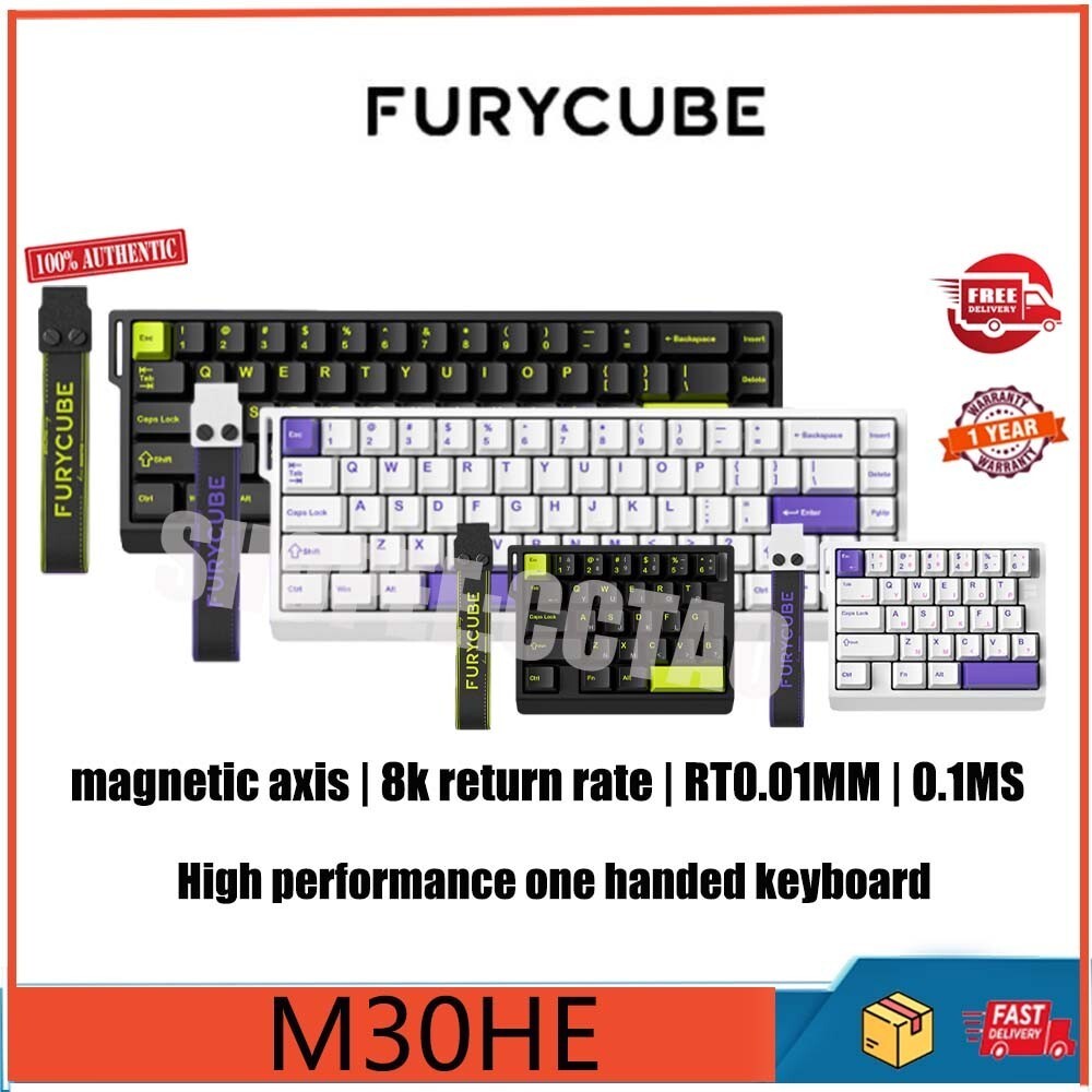 FURYCUBE M30HE คีย์บอร์ดแกนแม่เหล็กมือเดียว RT0.01 แบบมีสาย 8k แบบมีสาย
