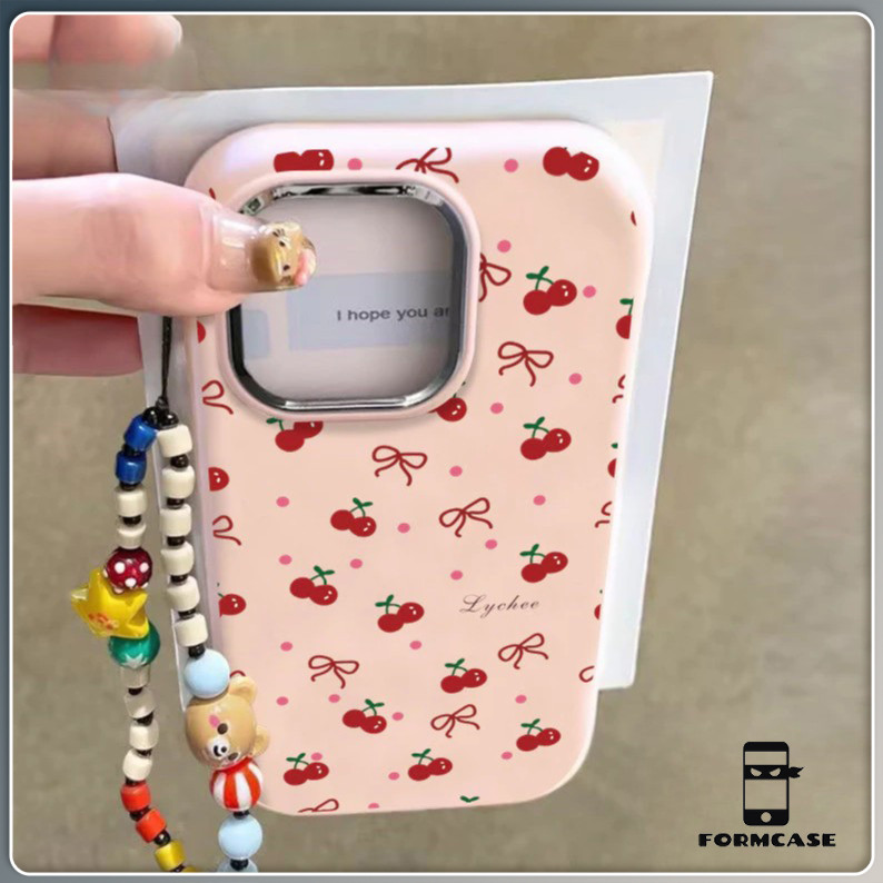 โปร่งใส ขายดีบนเว็บไซต์เกาหลี สไตล์สาวหวาน ลูกเบอร์รี-หัวใจ-โบ for iPhone เคสไอโฟน 11 12 13 14 15 16 PLUS PRO MAX X XS M