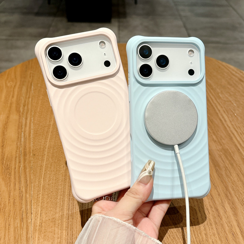 สําหรับ iPhone 17 Pro Max, 17 Air Case ELVEV ซิลิโคนเหลวแบบนุ่ม Ripple รูปแบบซับไมโครไฟเบอร์ Skin To