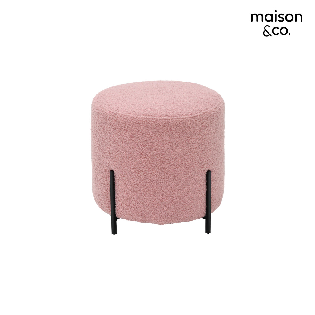 SB Design Square สตูล รุ่น TEASER ผ้าขน สีชมพู (42x42x40 ซม.)  แบรนด์ MAISON&CO.