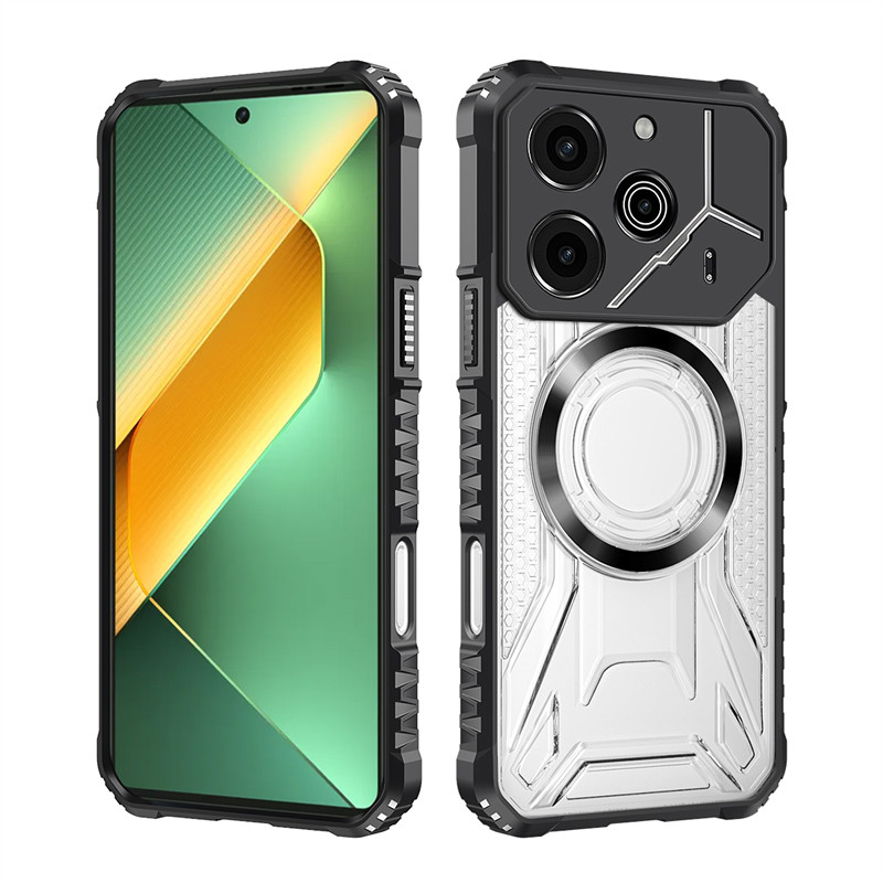หุ้มเกราะโปร่งใสแม่เหล็กเคสโทรศัพท์สําหรับ Tecno Spark Go 1 1S 30C 30 20C Pop 9 8 7 Pova 6 NEO 5 Pro 5G 4G ปลอกใสป้องกันกล้องกันกระแทก