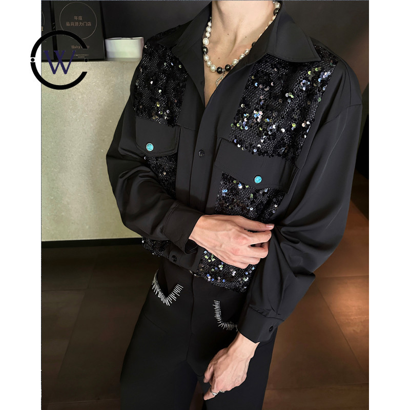 เสื้อแขนยาวประดับระยิบระยับสีทัวโรค ดีไซน์เท่ห์ สำหรับฤดูหนาว CS201PG998