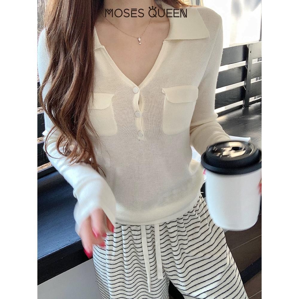 Moses Queen Milky White Lapel ถักด้านบน กระเป๋าคู่ ออกแบบสวยงาม เหมาะสำหรับการเดินทางทุกวัน สะดุดตาทุกครั้งที่สวมใส่ #59977