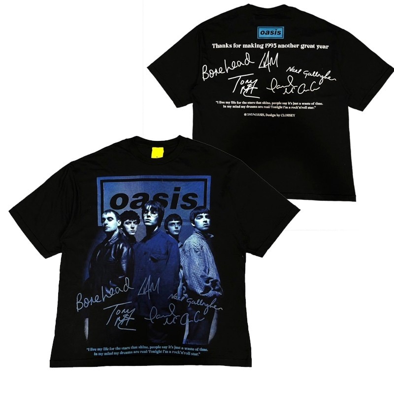 เสื้อยืดพิมพ์ลายผู้ชาย สไตล์ OASIS Band Rock Punk Heavy