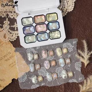 Monja เล็บ UV เจล Polish Magic Aurora Fairy ภาพวาด 3D การสร้างแบบจําลอง กระจกแป้งเคลือบเงา Palette