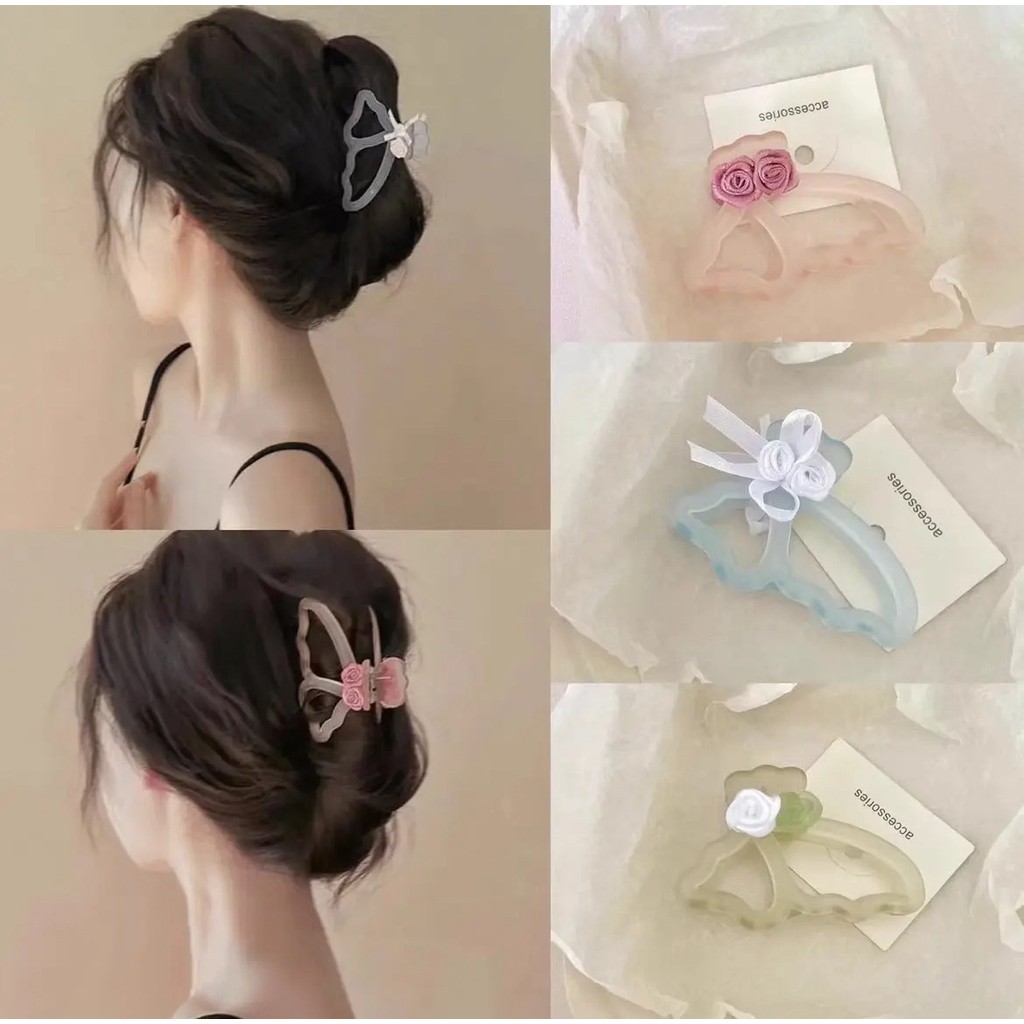 🦋Shop_mkl🦋 กิ๊บติดผมรูปผีเสื้อ ดีเทลติดดอกไม้กุหลาบ สีสันน่ารัก กิ๊บติดผมแฟชั่นสไตล์เกาหลี พร้อมส่งในไทย #F14