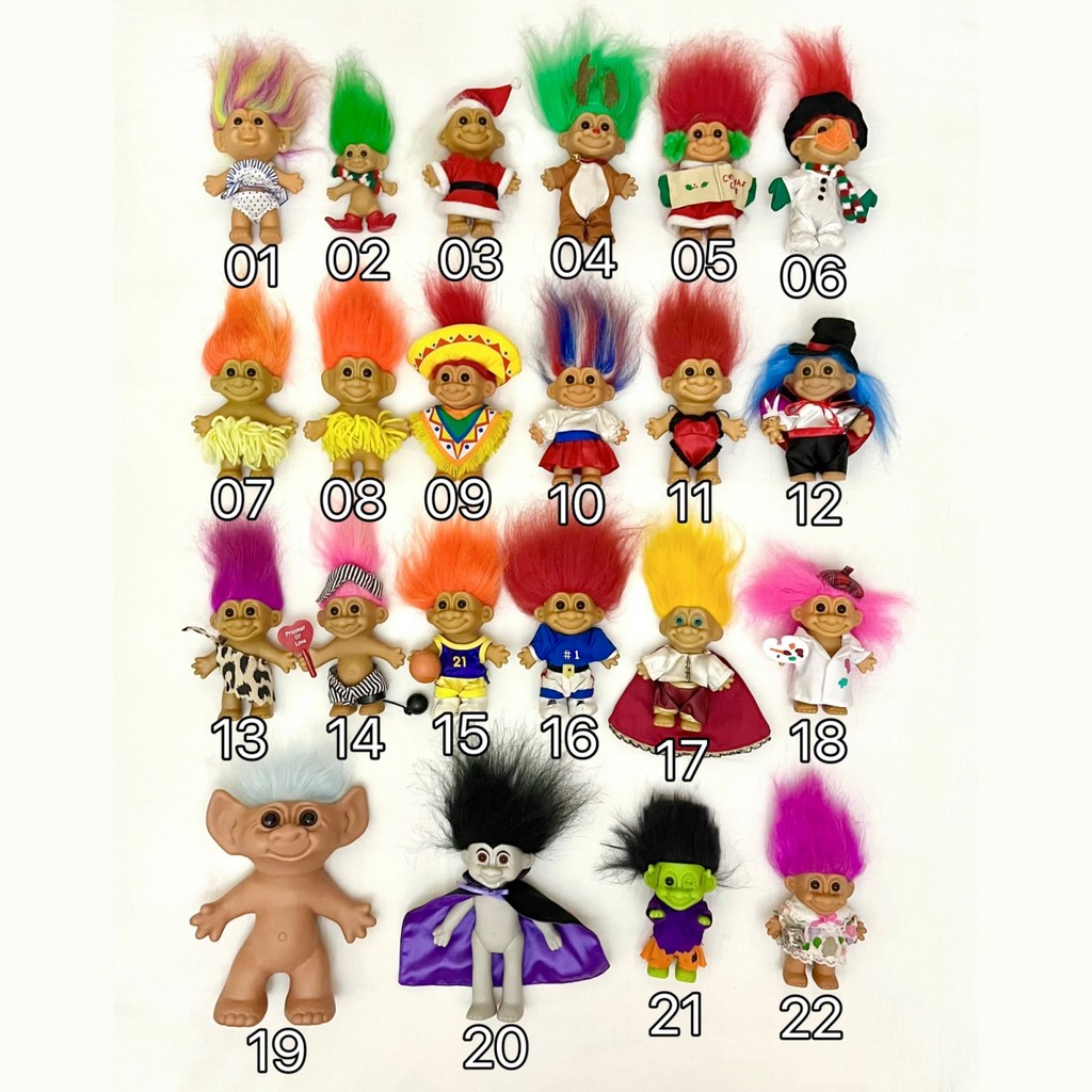 80-90s Troll ตุ๊กตายุคกลางโบราณเก่าของเล่นตุ๊กตา russ Troll ตุ๊กตา Rare Out of Print