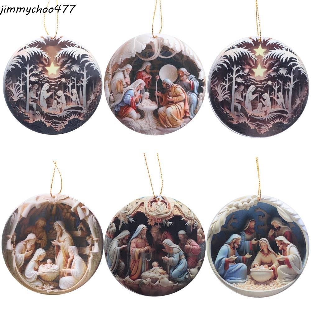 JIMMYCHOO Jesus Hanging Ornament, 3d Effect Christmas Nativity อะคริลิคแบนเครื่องประดับ, Creative Si