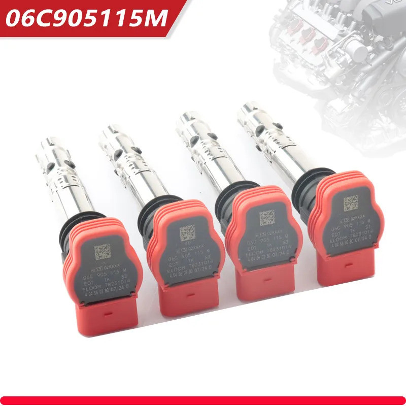 คอยล์จุดระเบิด 4 ชิ้น Fit 1.8T 3.0 V6 06C905115ม 06ข905115R สําหรับ VW Jetta Golf GTI MK4 Passat B5 
